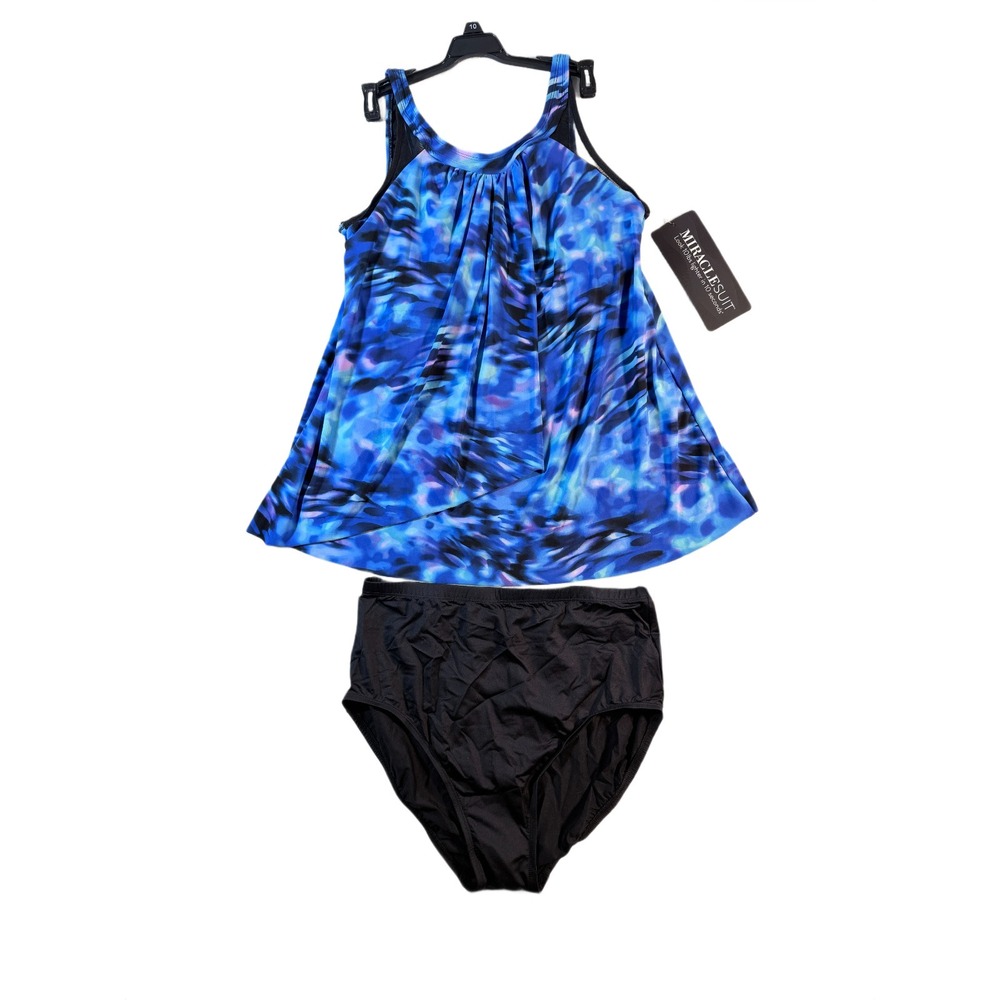 Miraclesuit Ursula Blue Cloud Tankini Set Size 14 Slimming Swimsuit Two Piece